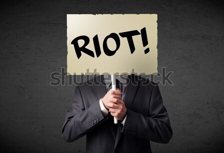 ビジネスマン 抗議 にログイン デモ ボード ストックフォト © ra2studio
