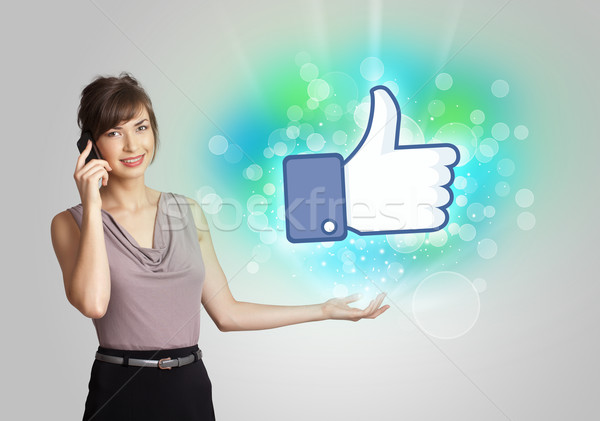 Jong meisje zoals social media illustratie technologie achtergrond Stockfoto © ra2studio