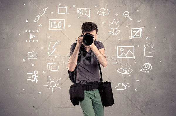 Foto stock: Fotógrafo · aprendizagem · câmera · amador · profissional