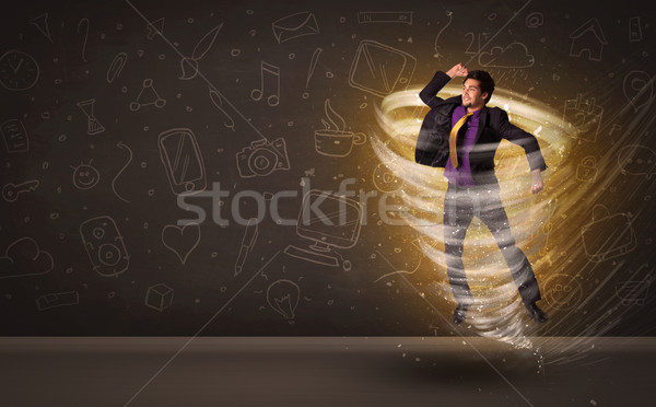 快樂 商人 跳躍 龍捲風 棕色 業務 商業照片 © ra2studio