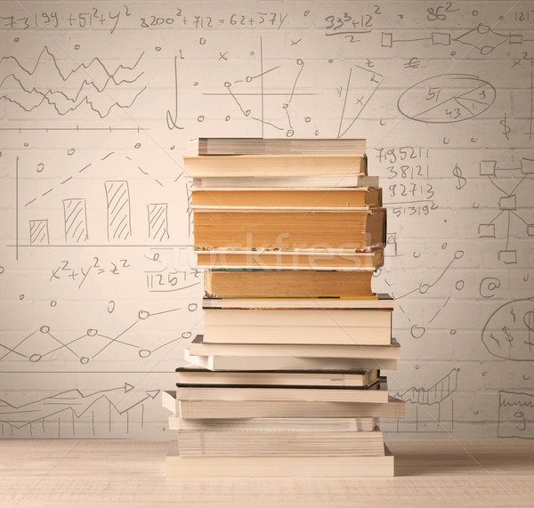 Köteg könyvek matematika képletek írott firka Stock fotó © ra2studio