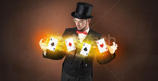 иллюзионист трюк играть карт Сток-фото © ra2studio