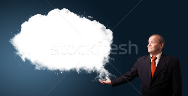 businessman presenting abstract cloud copy space Stock photo © ra2studio