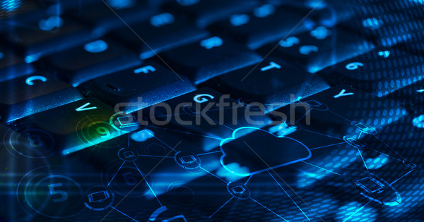 Stockfoto: Toetsenbord · wolk · technologie · iconen
