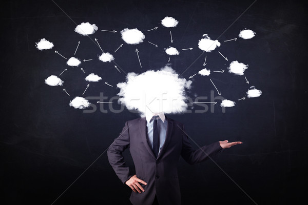 Iş adamı bulut ağ kafa harita teknoloji Stok fotoğraf © ra2studio