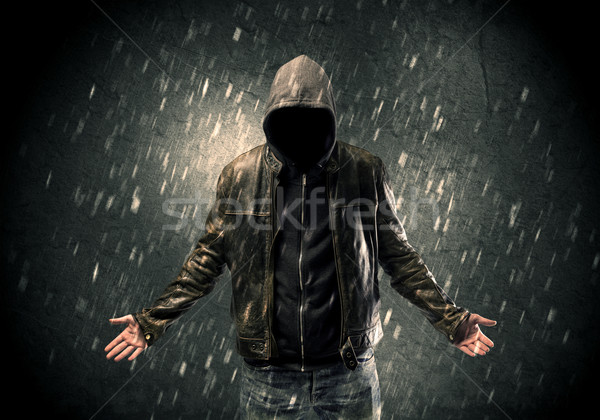 Unknown suspect standing in the dark Stock photo © ra2studio