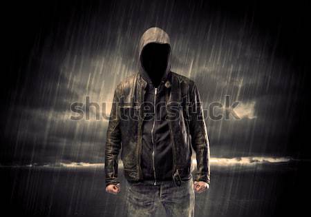 Anônimo terrorista noite ladrão irreconhecível em pé Foto stock © ra2studio