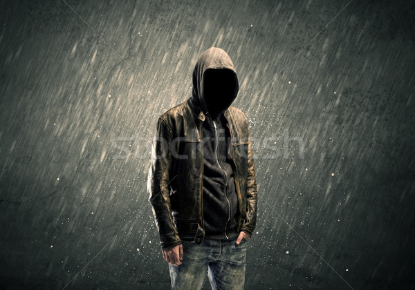 Spooky faceless guy standing in hoodie Stock photo © ra2studio