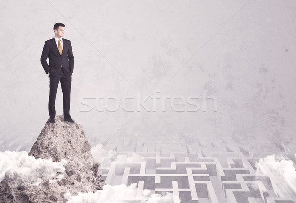 Businessman on cliff above labyrinth Stock photo © ra2studio