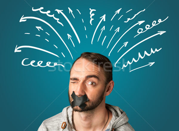 Young man with glued mouth  Stock photo © ra2studio