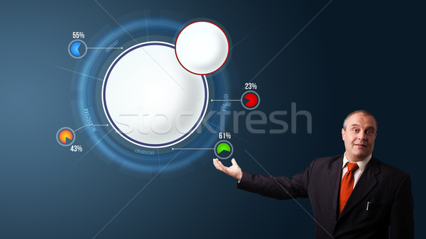 businessman in suit presenting abstract modern pie chart Stock photo © ra2studio