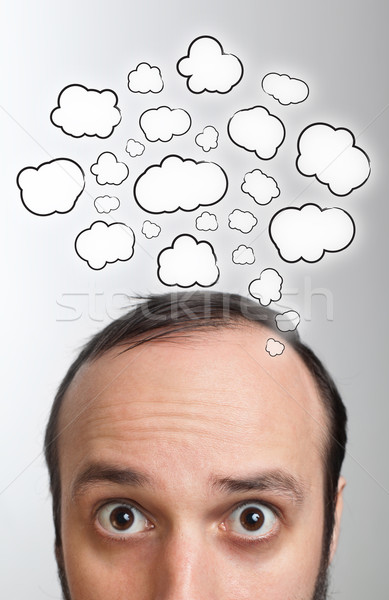 man with Speech Bubbles over his head Stock photo © ra2studio