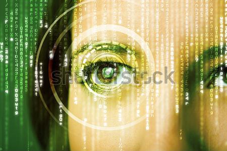 Modern cyber woman with matrix eye  Stock photo © ra2studio