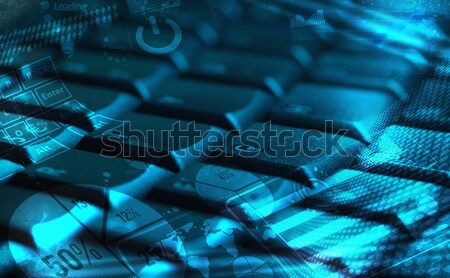 Stock photo: Keyboard with glowing charts