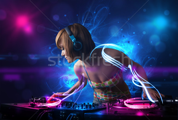 Stockfoto: Disc · jockey · spelen · muziek · lichteffecten · lichten · mooie