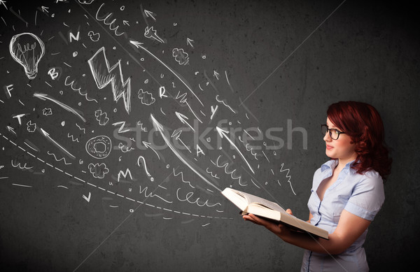 Young woman reading a book Stock photo © ra2studio