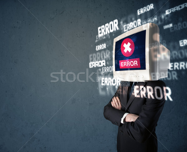 Uomo d'affari pc monitor testa errore di messaggi Foto d'archivio © ra2studio