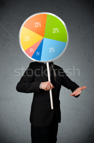 Businessman holding a pie chart Stock photo © ra2studio