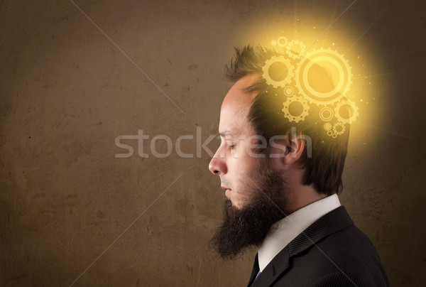 Young person thinking with a machine head illustration Stock photo © ra2studio