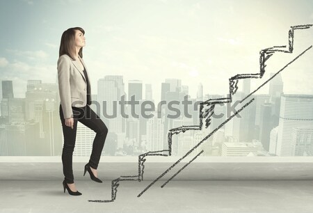 女性実業家 立って エッジ 屋上 市 ビジネス ストックフォト © ra2studio
