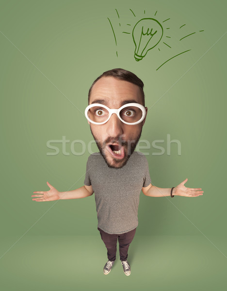 Big head person with idea bulb Stock photo © ra2studio