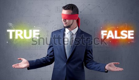 Foto stock: Empresário · diabo · sombra · em · pé · vermelho · pano