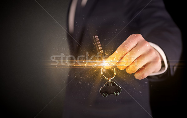 человека стороны ключами бизнесмен темно Сток-фото © ra2studio