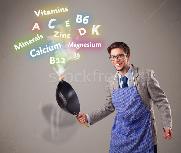 Сток-фото: человека · приготовления · Витамины · полезные · ископаемые · красивый · мужчина · продовольствие