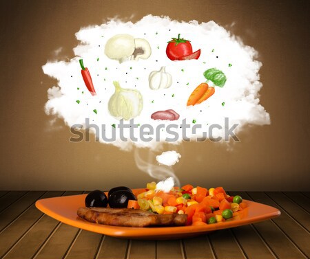 Platte Essen Gemüse Zutaten Illustration Wolke Stock foto © ra2studio