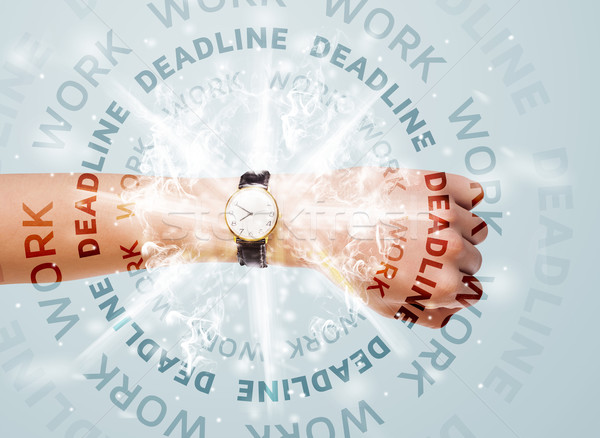 Clocks with work and deadline round writing Stock photo © ra2studio