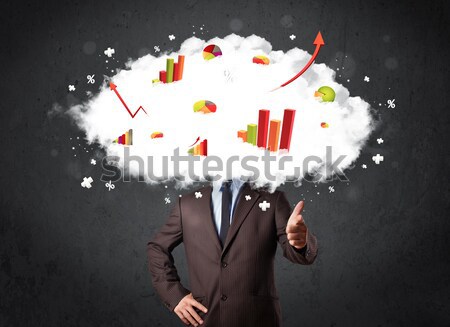 Stock photo: Modern business man with a graph cloud head