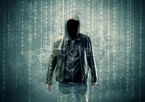 Zły tajemniczy hacker numery dorosły online Zdjęcia stock © ra2studio