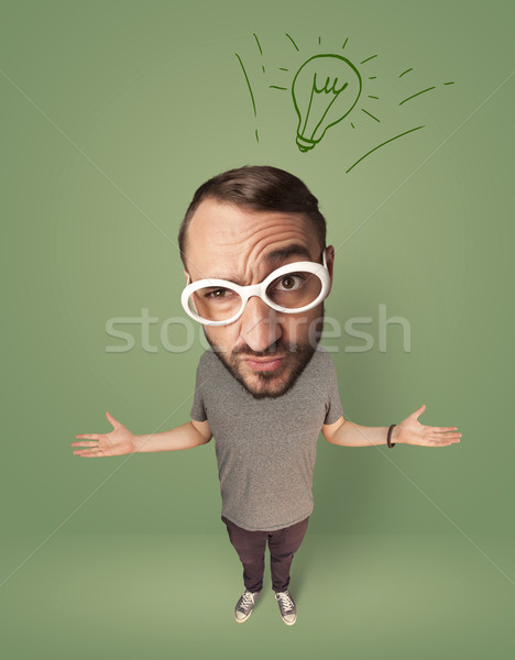 Big head person with idea bulb Stock photo © ra2studio