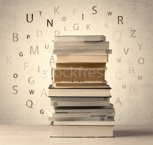 [[stock_photo]]: Livres · battant · lettres · vintage · vieux · papier