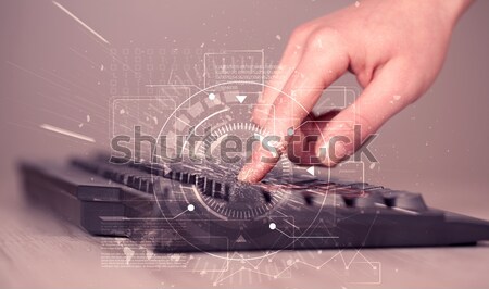 Keyboard with high tech user interface graphic Stock photo © ra2studio