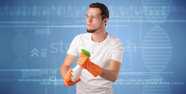 Crowd cleaning theme with cleaner and DNS graphic Stock photo © ra2studio