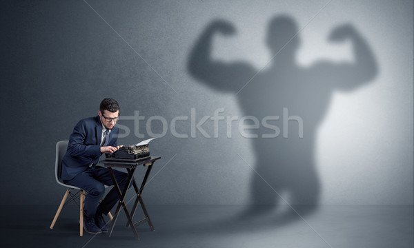 Hard worker afraid of scary monster Stock photo © ra2studio