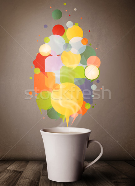 Tea cup with colorful speech bubbles Stock photo © ra2studio
