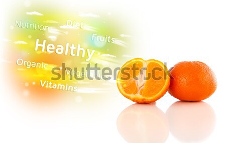 Colorful juicy fruits with healthy text and signs  Stock photo © ra2studio