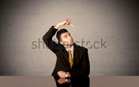 Elegant person drawing in empty space Stock photo © ra2studio