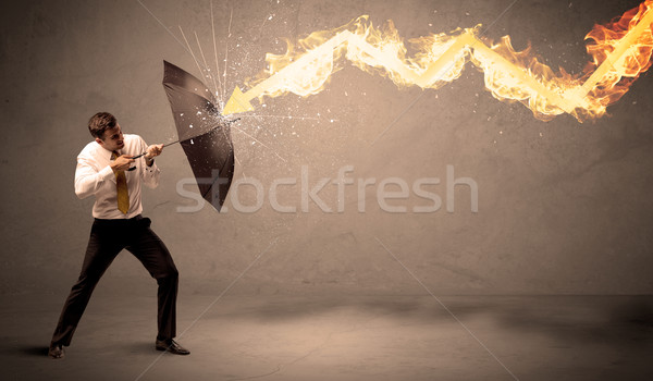 ビジネスマン 火災 矢印 傘 ビジネスマン ストックフォト © ra2studio
