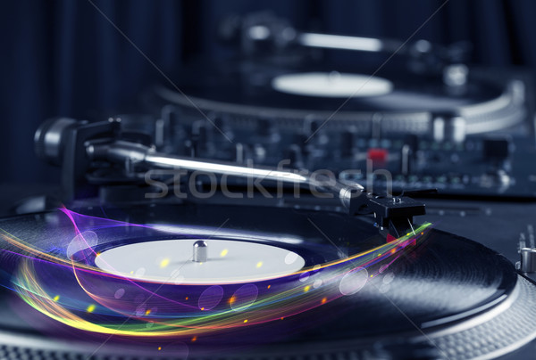 Stockfoto: Draaitafel · spelen · vinyl · abstract · lijnen