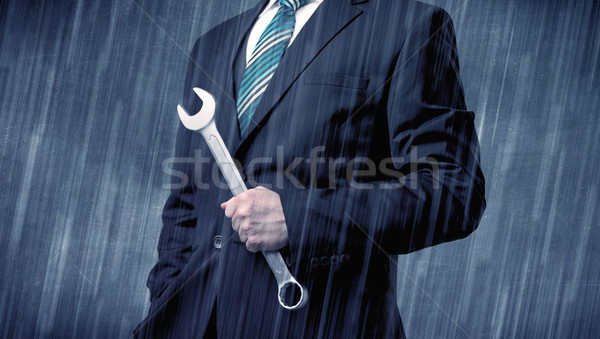 Employer standing with tool on his hand Stock photo © ra2studio