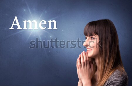 Beautiful woman smoking cigarette vith copy space Stock photo © ra2studio