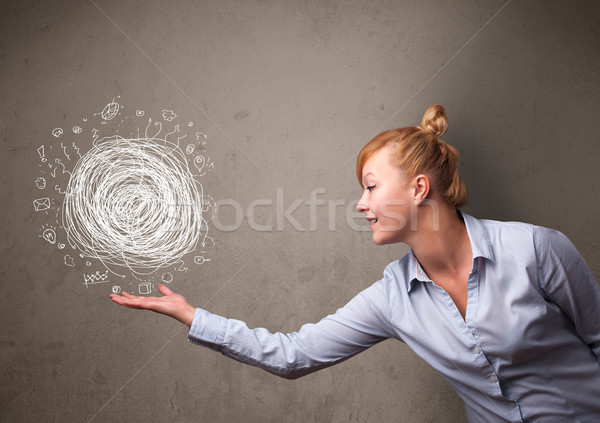 Foto stock: Caos · mano · mujer · de · negocios · jóvenes · negocios