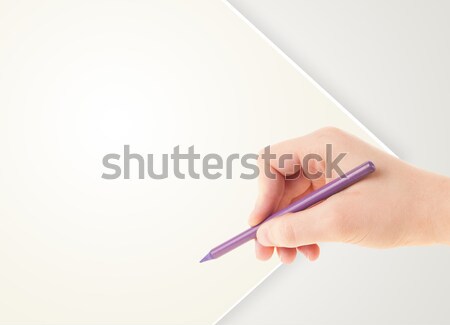 Сток-фото: человеческая · рука · рисунок · карандашом · пусто · бумаги · шаблон