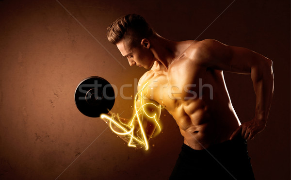 Cuerpo musculoso constructor peso energía luces Foto stock © ra2studio