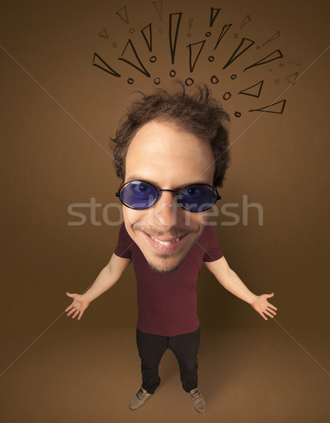 Big head person with social exclamation marks Stock photo © ra2studio