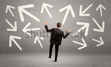 Businessman on rock mountain with a question mark Stock photo © ra2studio