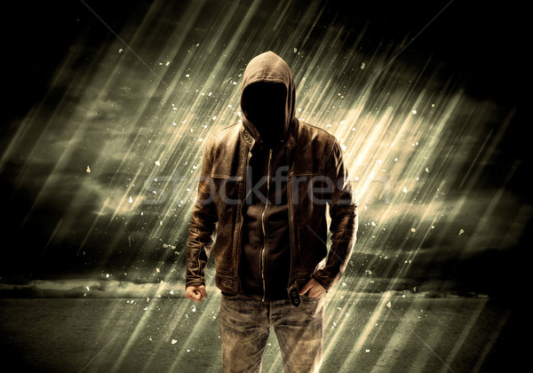 Dangerous criminal standing with cigarette Stock photo © ra2studio